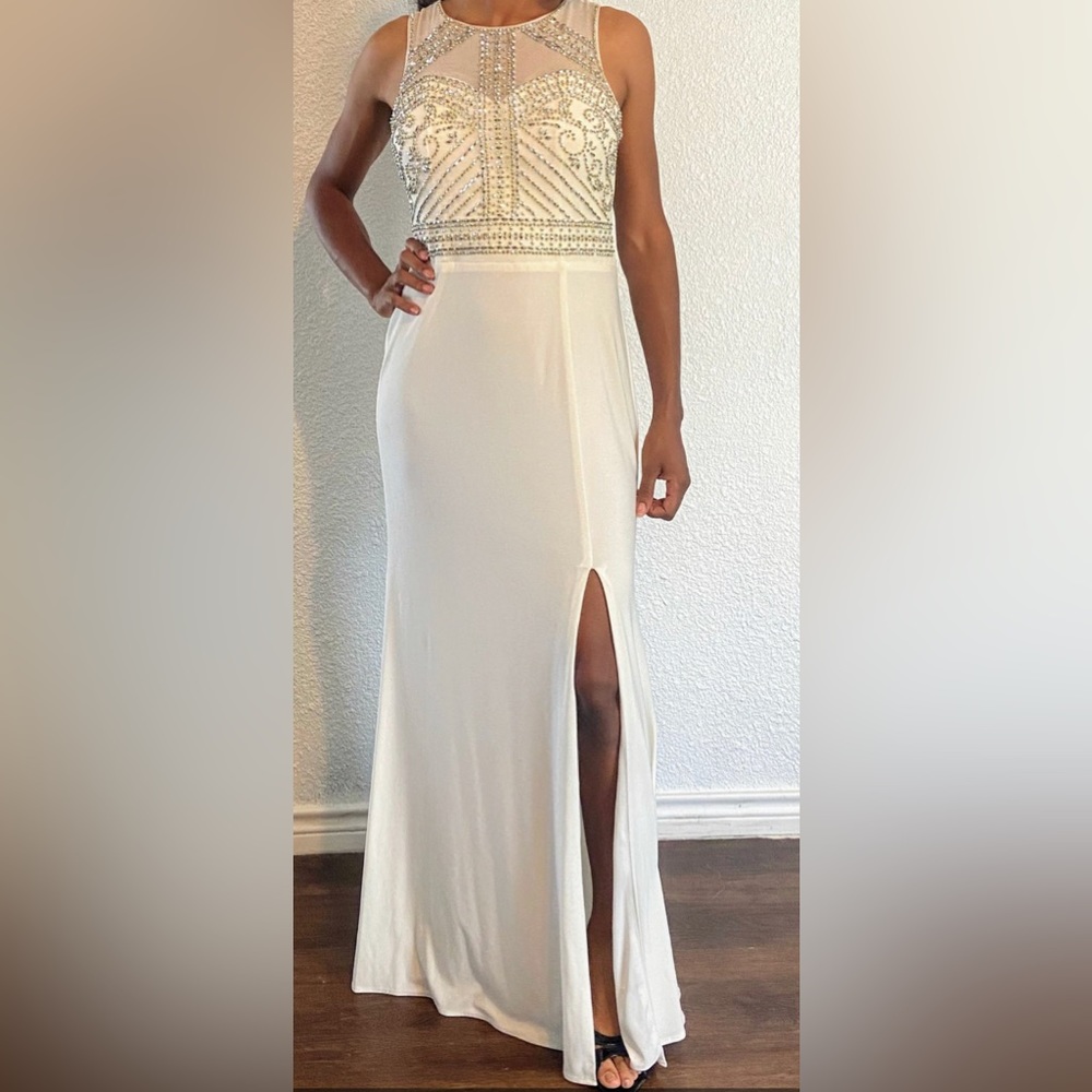 Morgan & Co. Long Maxi Dress Prom Dress with Slit and Sequins - Picture 2 of 2